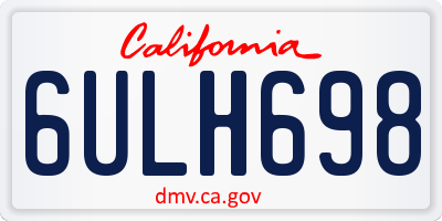 CA license plate 6ULH698