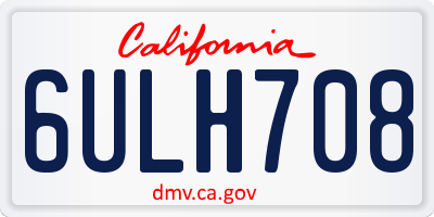 CA license plate 6ULH708