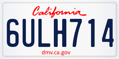 CA license plate 6ULH714