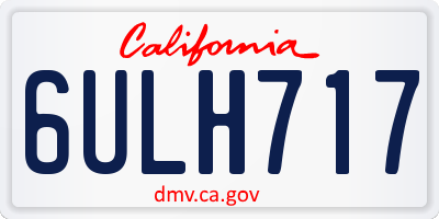 CA license plate 6ULH717