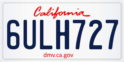CA license plate 6ULH727