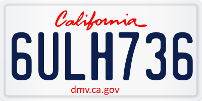 CA license plate 6ULH736