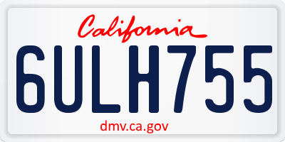 CA license plate 6ULH755