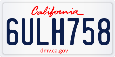 CA license plate 6ULH758
