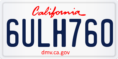 CA license plate 6ULH760