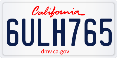 CA license plate 6ULH765