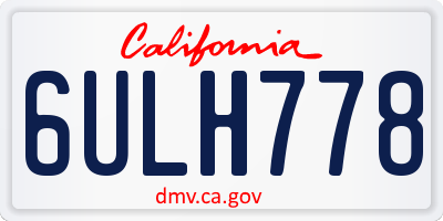 CA license plate 6ULH778