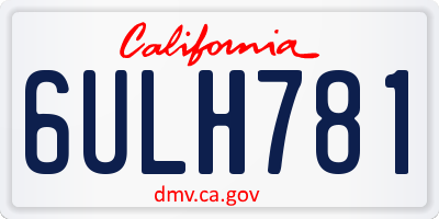 CA license plate 6ULH781