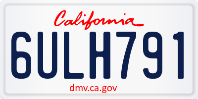 CA license plate 6ULH791