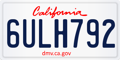 CA license plate 6ULH792