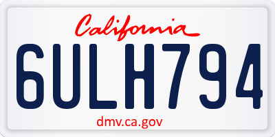 CA license plate 6ULH794