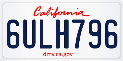 CA license plate 6ULH796