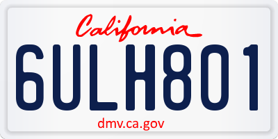 CA license plate 6ULH801
