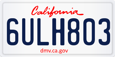 CA license plate 6ULH803