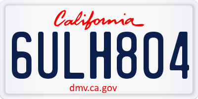 CA license plate 6ULH804