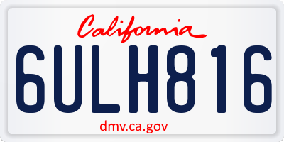 CA license plate 6ULH816