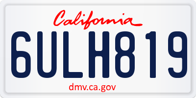 CA license plate 6ULH819