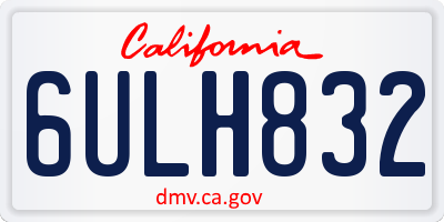 CA license plate 6ULH832