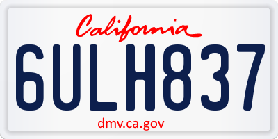 CA license plate 6ULH837