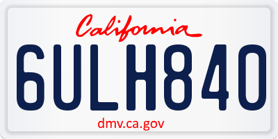 CA license plate 6ULH840