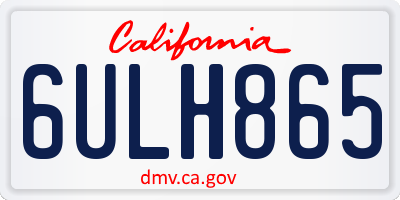 CA license plate 6ULH865