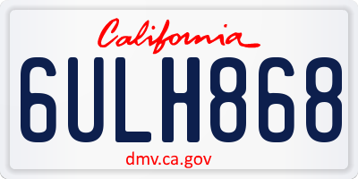 CA license plate 6ULH868