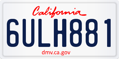 CA license plate 6ULH881
