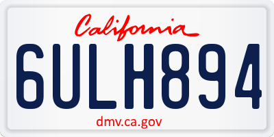 CA license plate 6ULH894