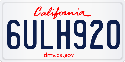 CA license plate 6ULH920