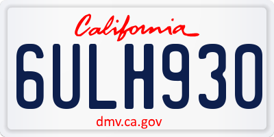 CA license plate 6ULH930