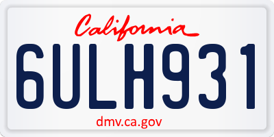 CA license plate 6ULH931