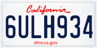 CA license plate 6ULH934