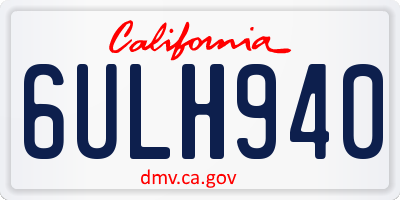 CA license plate 6ULH940