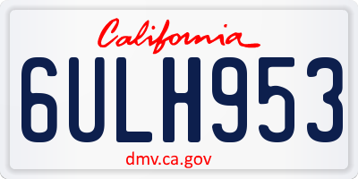 CA license plate 6ULH953