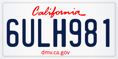 CA license plate 6ULH981