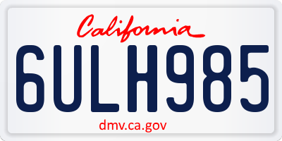 CA license plate 6ULH985