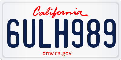 CA license plate 6ULH989