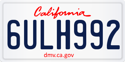 CA license plate 6ULH992