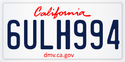 CA license plate 6ULH994