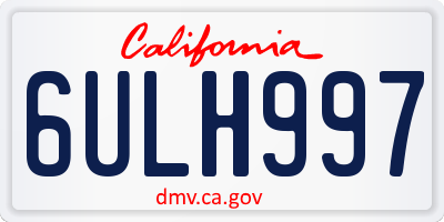 CA license plate 6ULH997