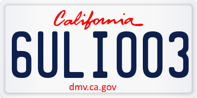 CA license plate 6ULI003