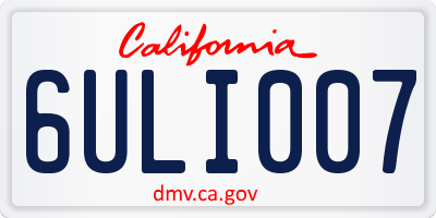 CA license plate 6ULI007