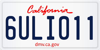 CA license plate 6ULI011