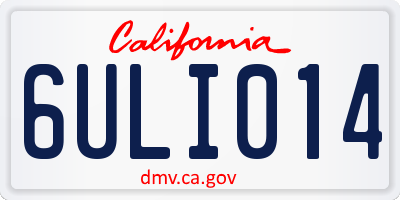 CA license plate 6ULI014