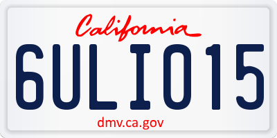 CA license plate 6ULI015