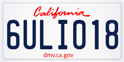 CA license plate 6ULI018