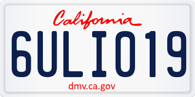 CA license plate 6ULI019