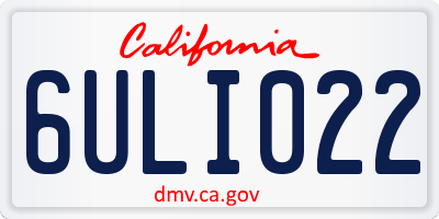 CA license plate 6ULI022