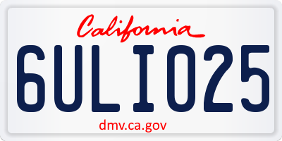 CA license plate 6ULI025
