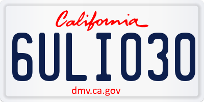 CA license plate 6ULI030